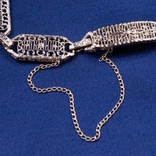 Art Deco Filigree Watch with Diamonds & Sapphires