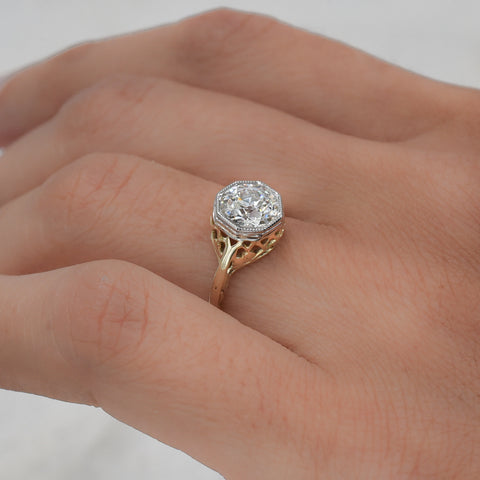 Old European Diamond Two-Tone Solitaire c1930