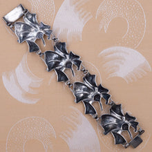 Floral Antiqued Sterling Bracelet c1940