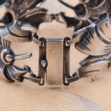 Floral Antiqued Sterling Bracelet c1940