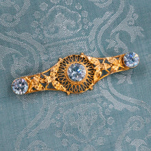 Antique Natural Blue Topaz Bar Pin c1917