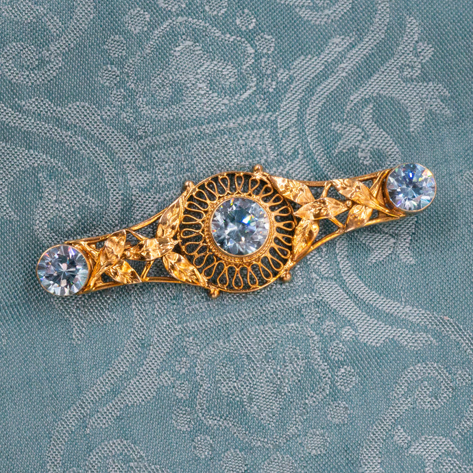 Antique Natural Blue Topaz Bar Pin c1917