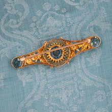 Antique Natural Blue Topaz Bar Pin c1917