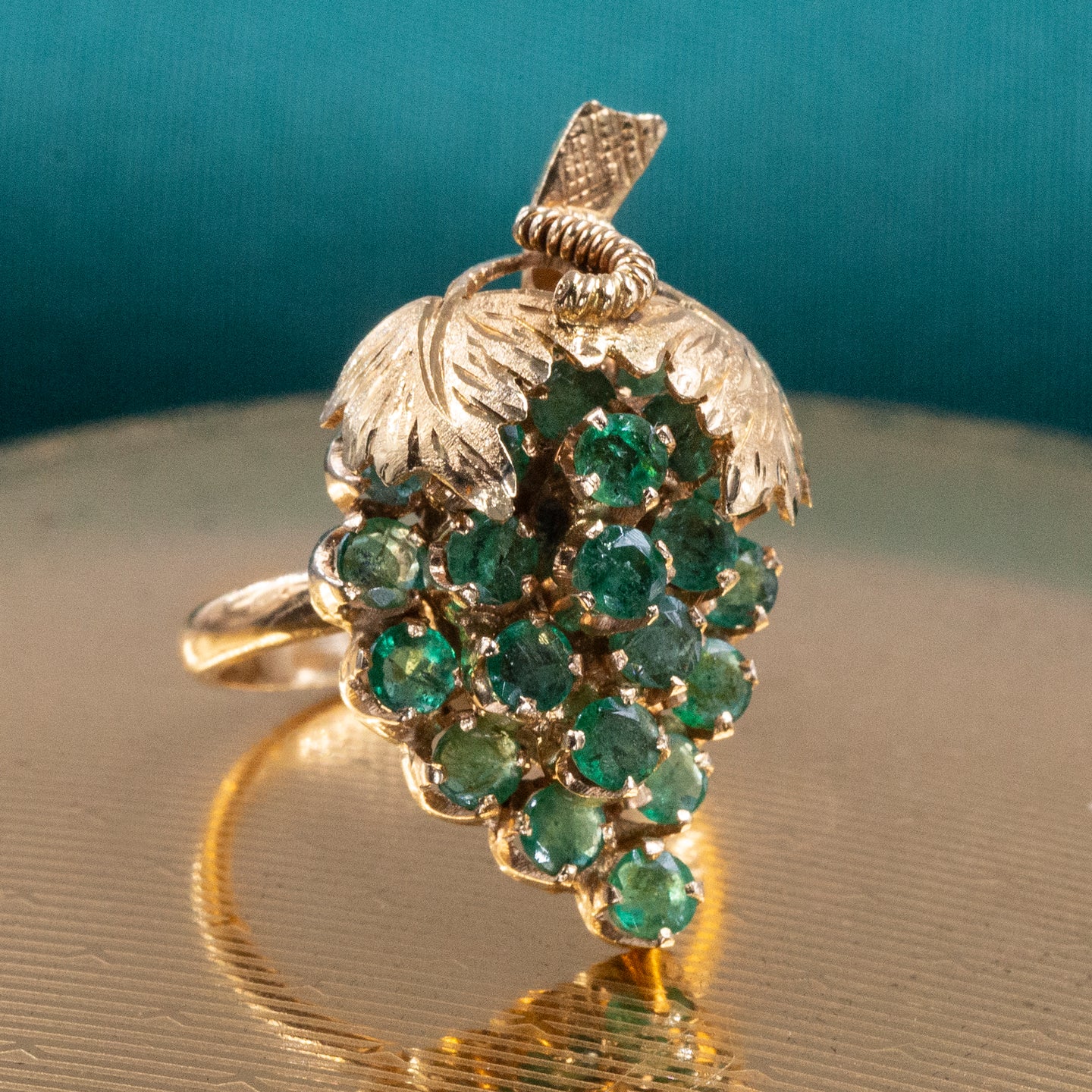 Emerald Grape Cluster Cocktail Ring c1960