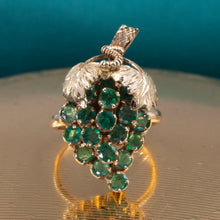 Emerald Grape Cluster Cocktail Ring c1960
