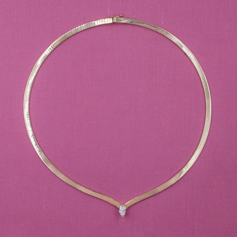 Marquise Diamond Omega Collar Necklace c1980