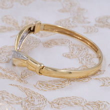 Curved Chevron Diamond Pavé Gold Bangle c1970