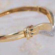 Curved Chevron Diamond Pavé Gold Bangle c1970
