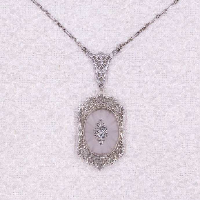 Art Deco Camphor Glass Necklace c1920