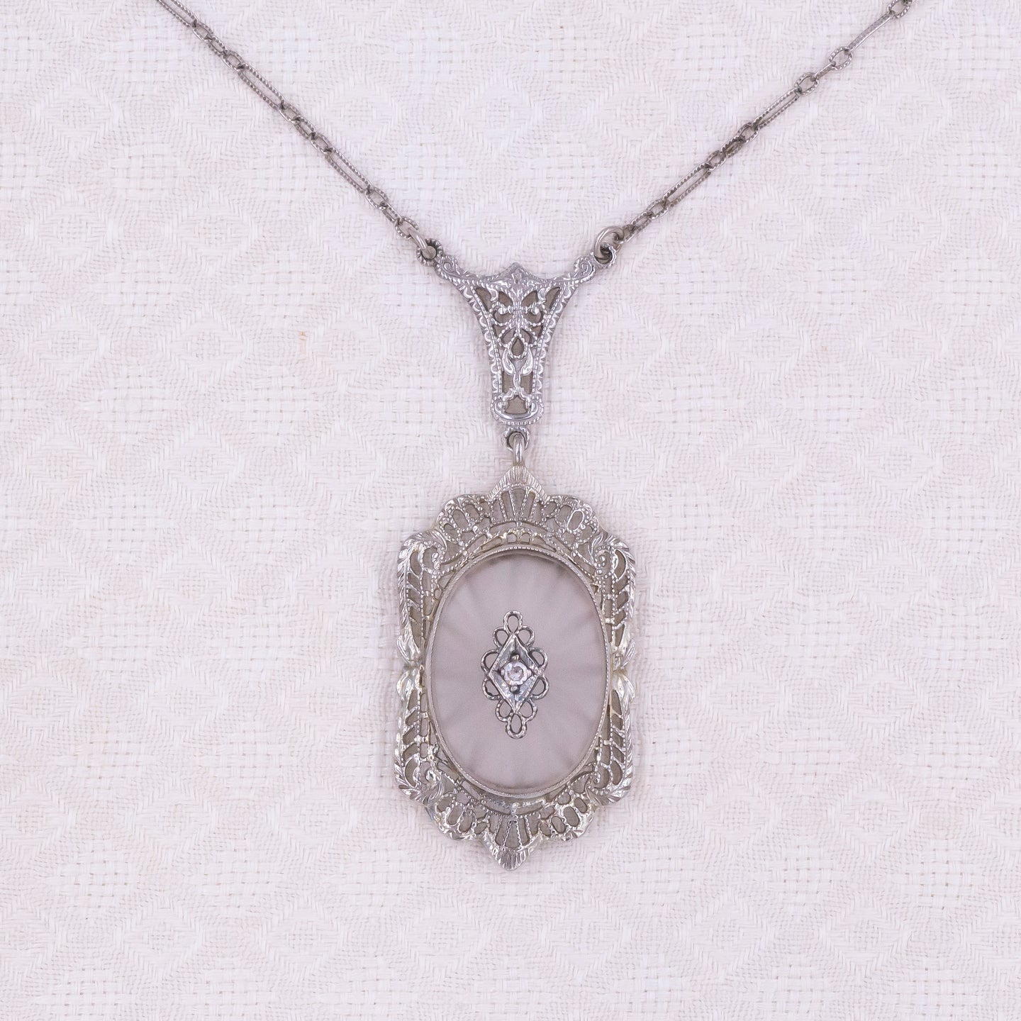 Art Deco Camphor Glass Necklace c1920