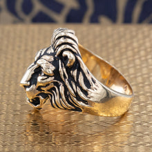 14 Karat Lion Ring with Diamonds