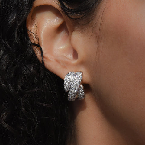 Pavé Diamond Crossover Earrings