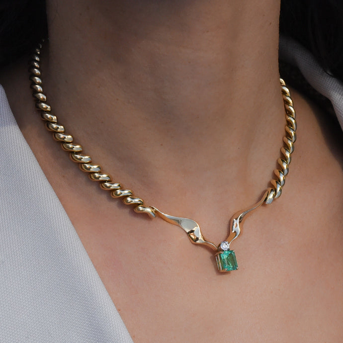 Emerald and Diamond Collar Necklace c1980