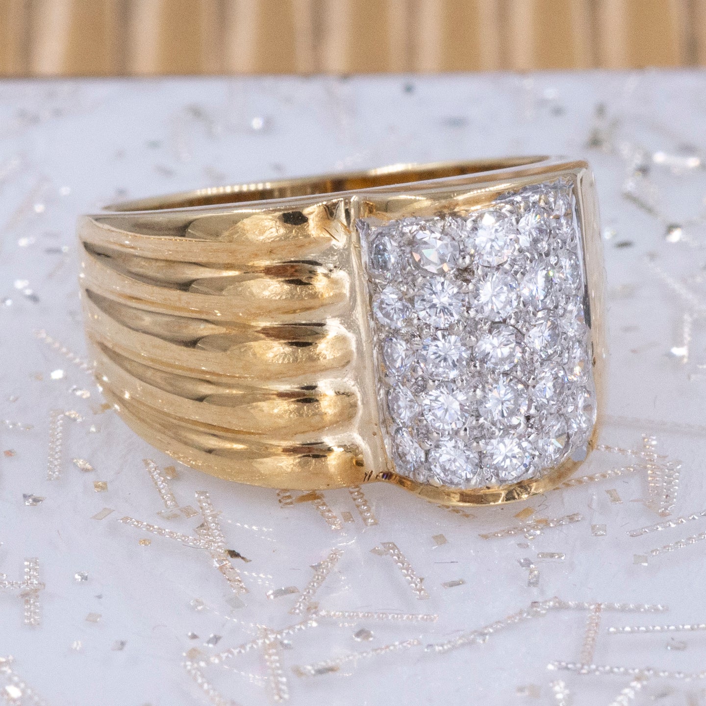 Diamond Pavé Ridged Wave Ring