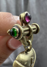 14k Diamond Peridot Amethyst Brooch c1980
