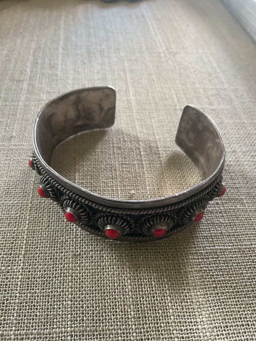 Sterling & Coral Cuff