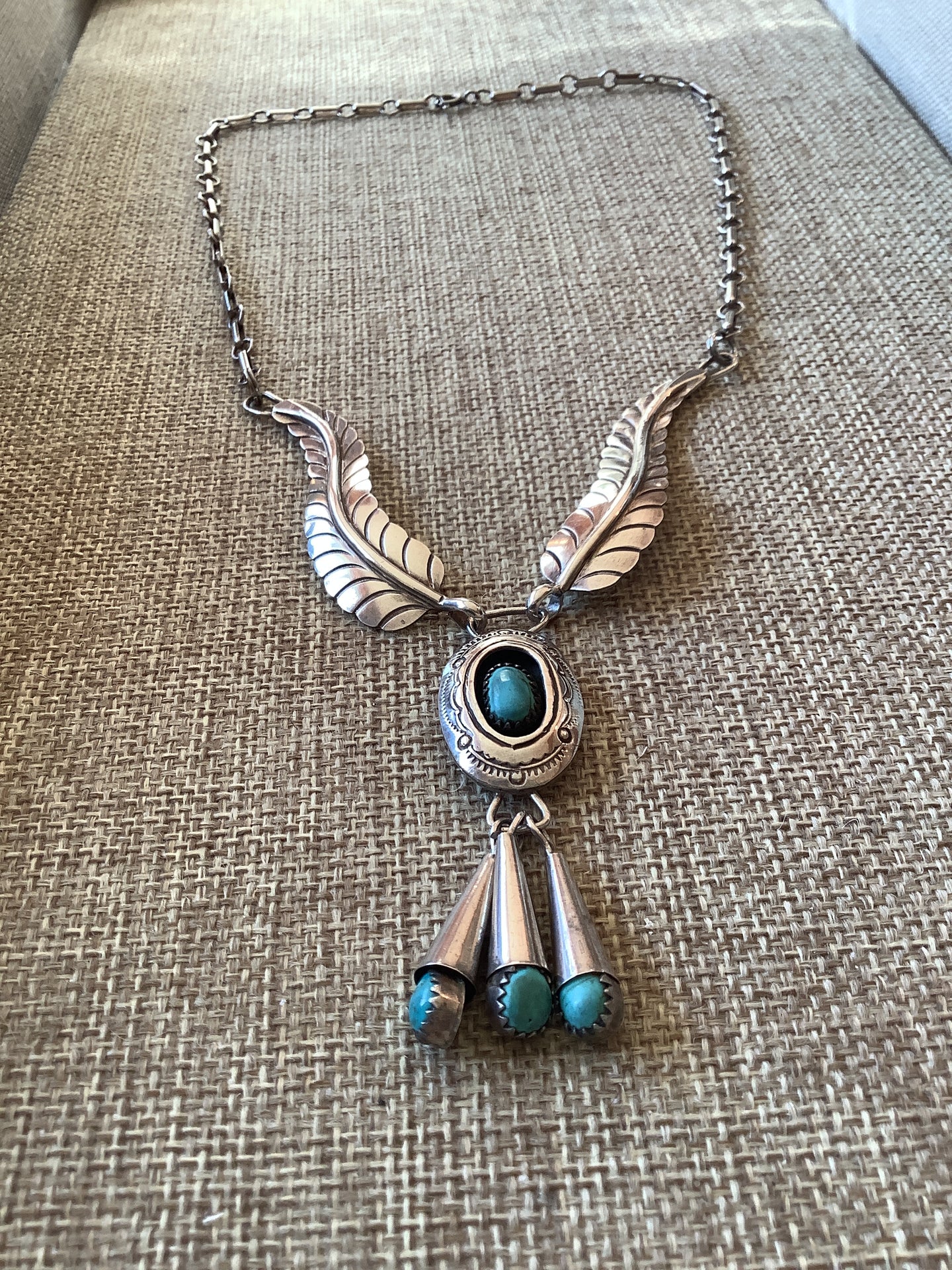 1980’s-1990’s Native American Sterling & Turquoise Necklace