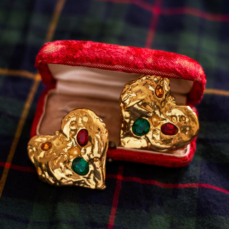 Yves Saint Laurent ピアス NIB Saint Laurent YSL Opyum Cassandre Monogram Logo Gold
