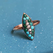 Persian Turquoise & Seed Pearl Navette c1890