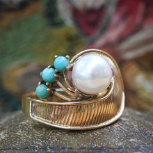 Retro Pearl and Turquoise Ring c1940