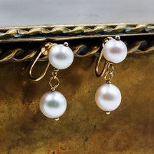 Double Pearl Drop Earrings c1950