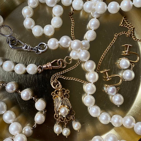 Pearl Necklace with Rose Gold Swivel Hook Clasp