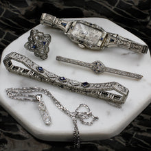 Art Deco Diamond & Sapphire Bar Pin
