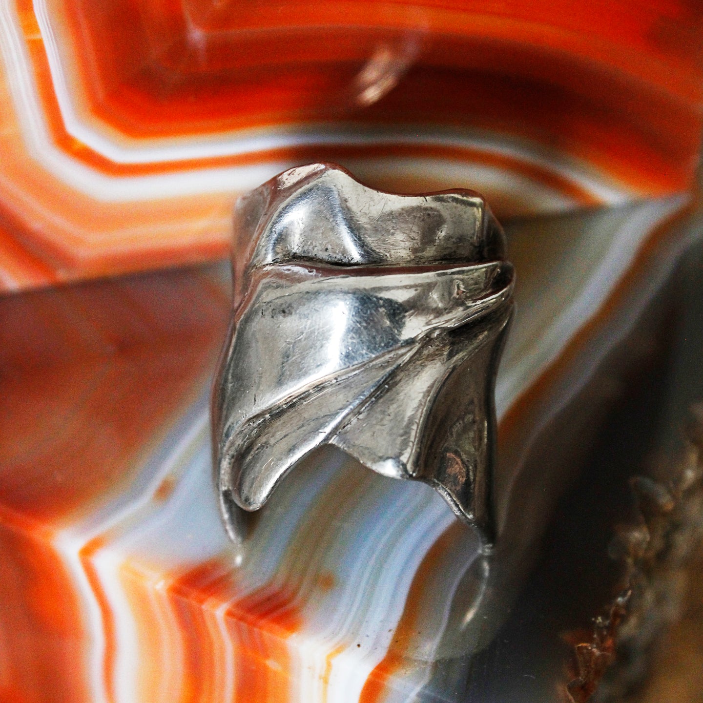Mid-century ‘Pulled Cloth’ Sterling Ring