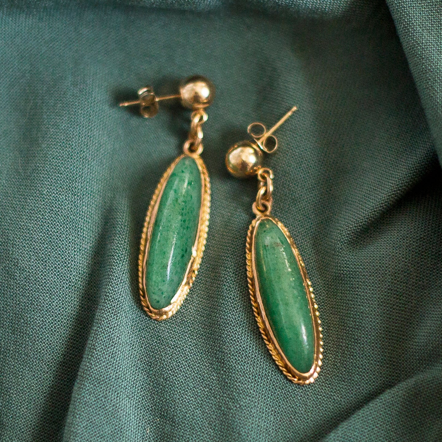 Serpentine Jade Drop Earrings