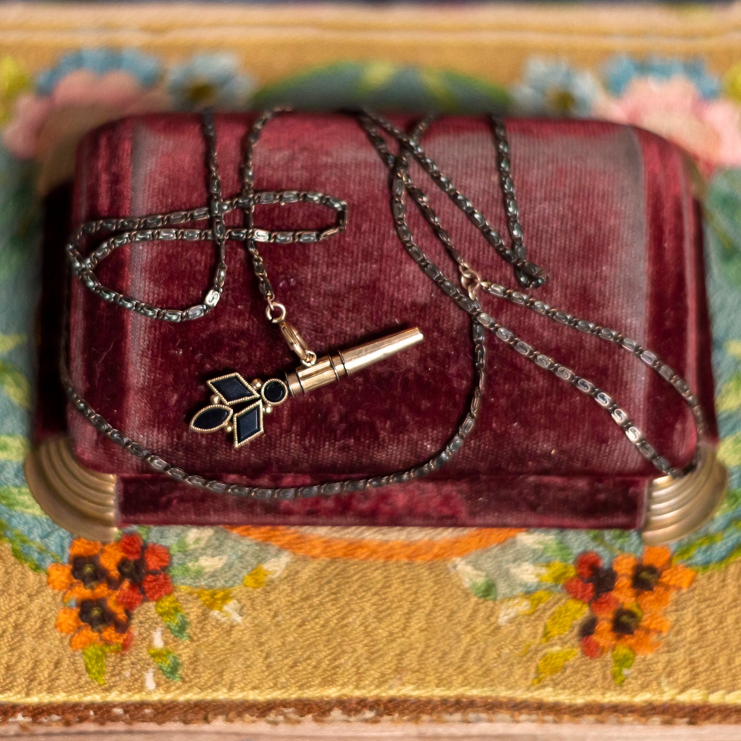 Victorian Onyx Watch Key Pendant