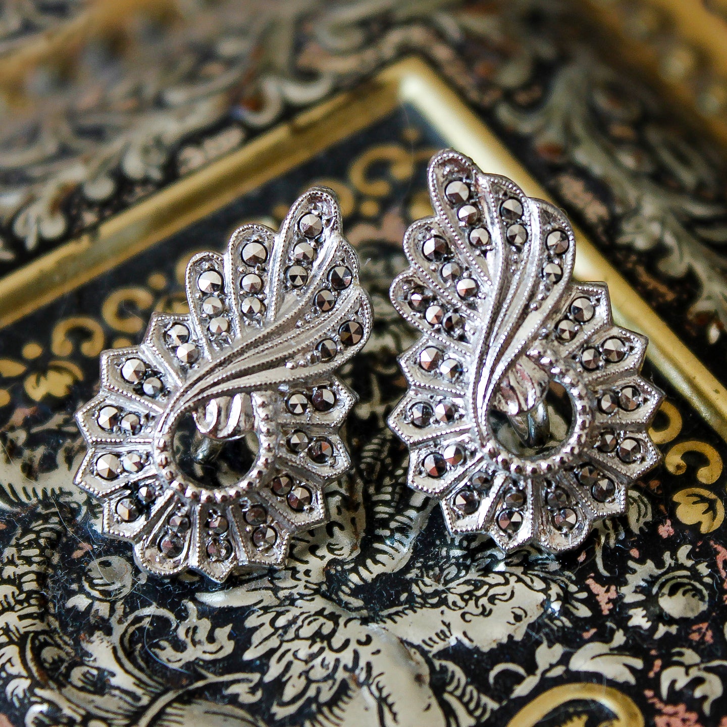 Sterling Silver & Marcasite Earrings c1920