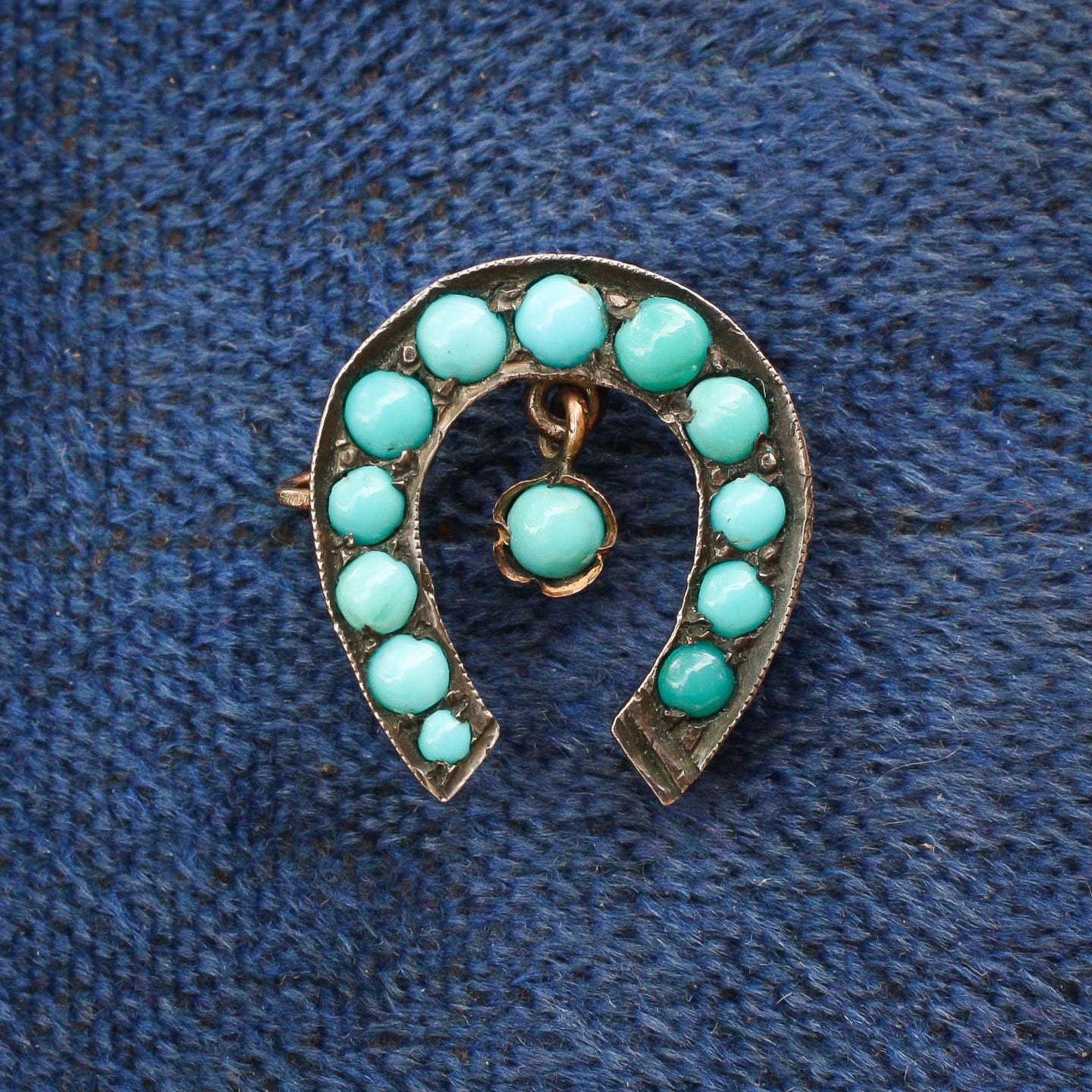 Turquoise Horseshoe Pin c1890