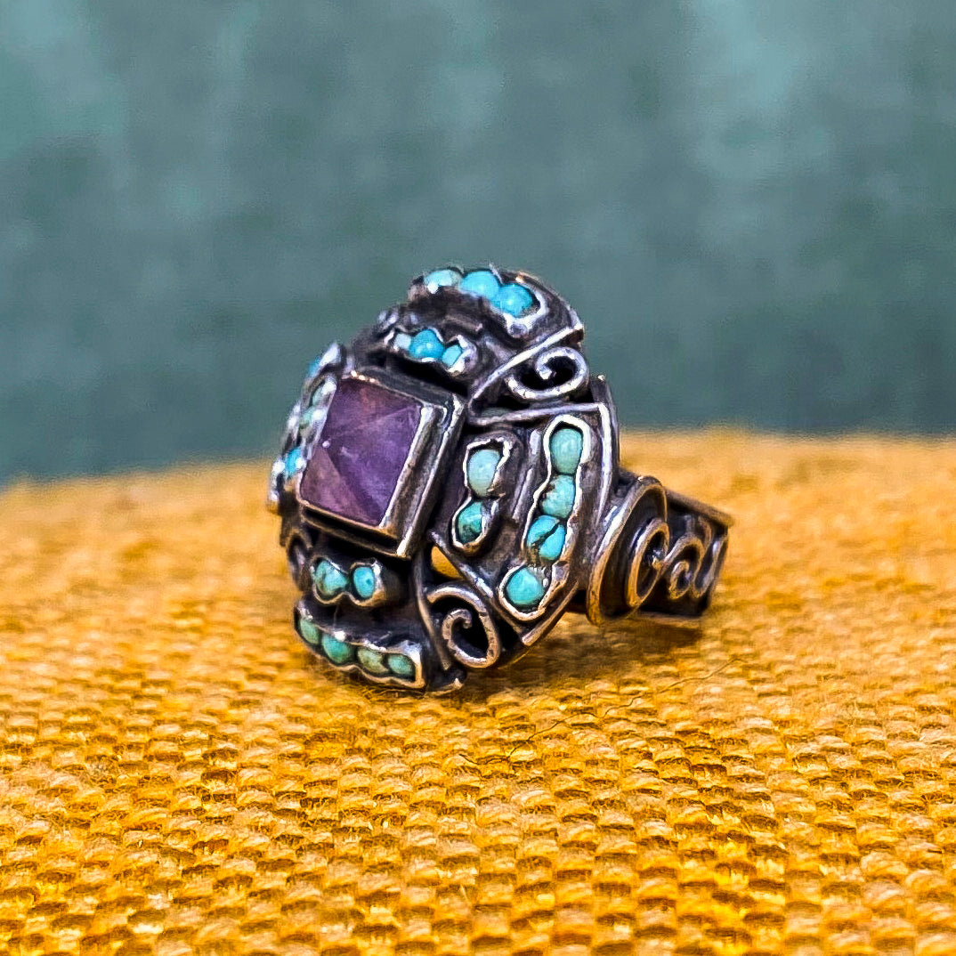 Amethyst & Turquoise Ring by Matl Matilde c1940