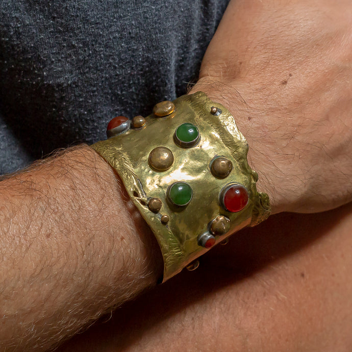Brutalist Brass Cuff by Wolf Dosch c1970