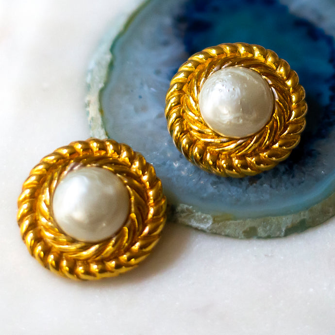 Chanel Faux Mabé Pearl Earrings c1980