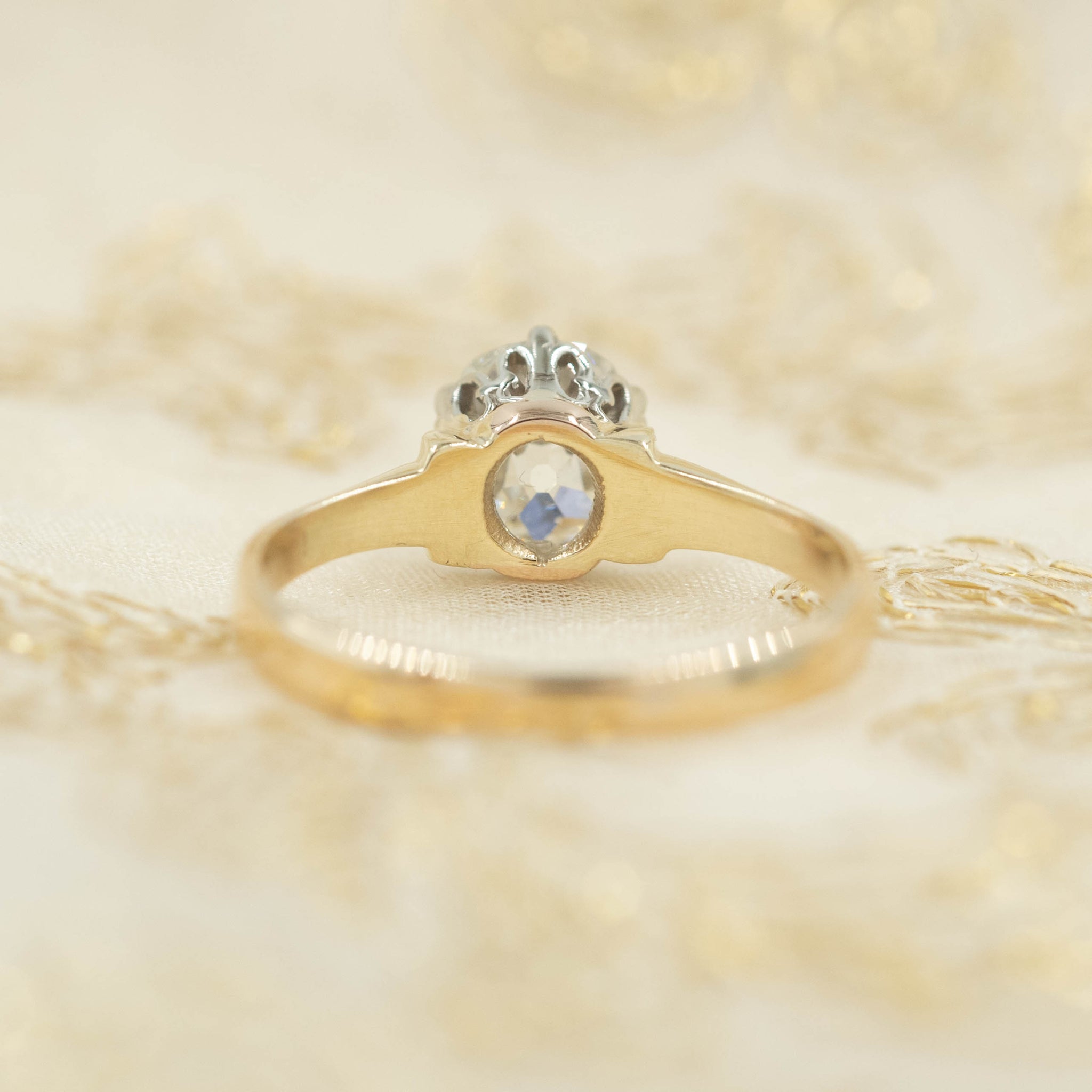 Antique Cushion Cut Diamond Solitaire Pippin Vintage Jewelry