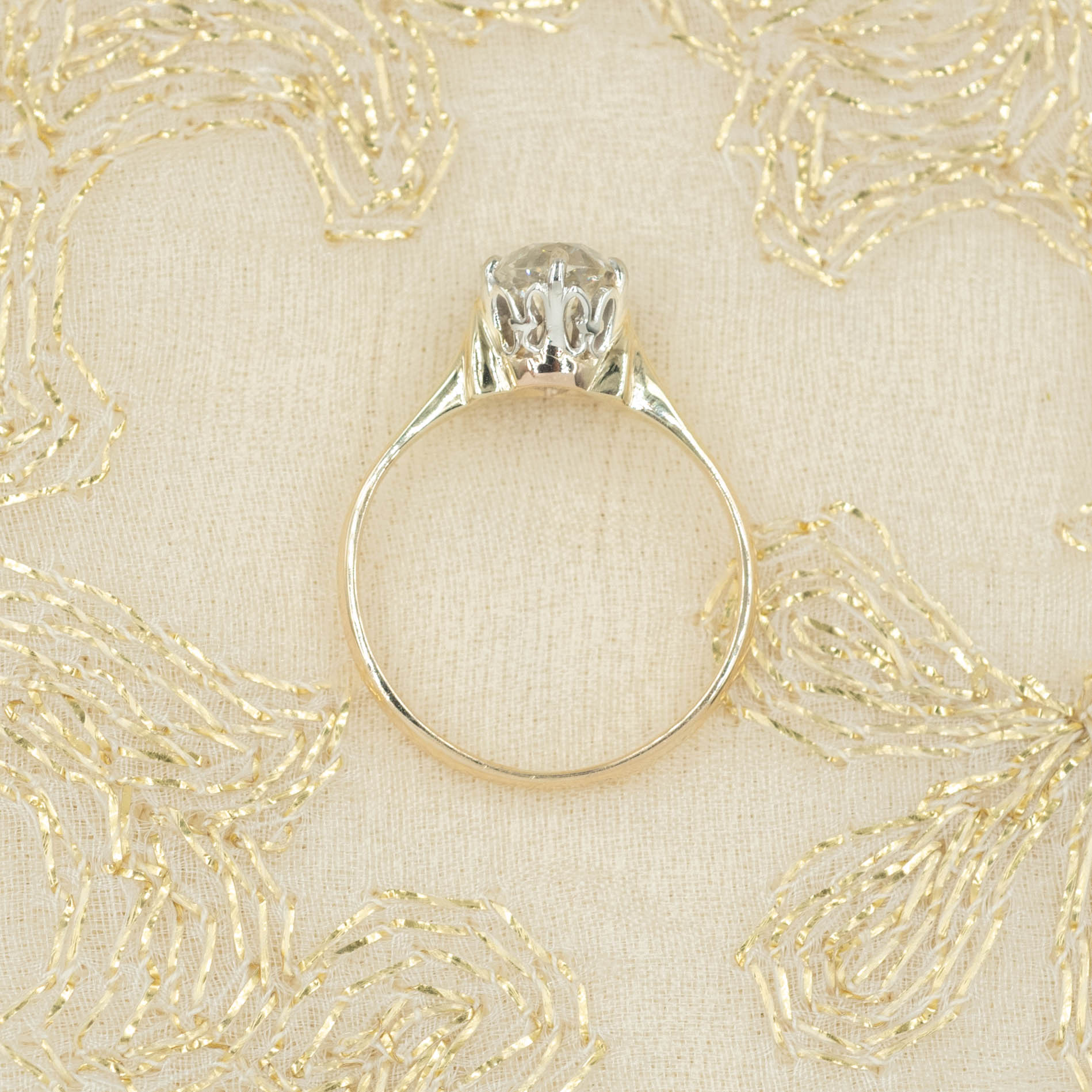 Antique Cushion Cut Diamond Solitaire Pippin Vintage Jewelry