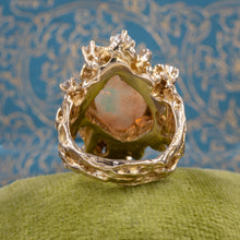Brutalist Opal and Diamond Ring c1970
