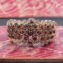 Fancy Garnet and Rose-cut Diamond Bangle c1870