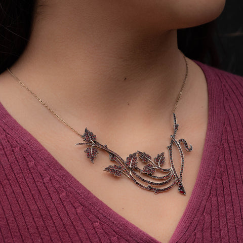 Garnet Leaves Necklace c1880