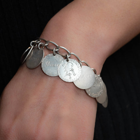 Silver Love Token Bracelet c1880