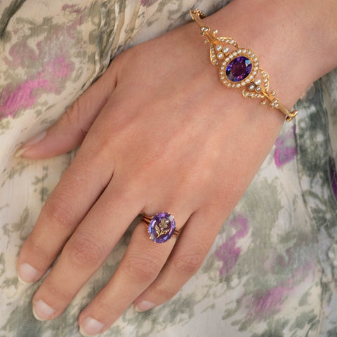 Amethyst and Pearl Bangle c1890