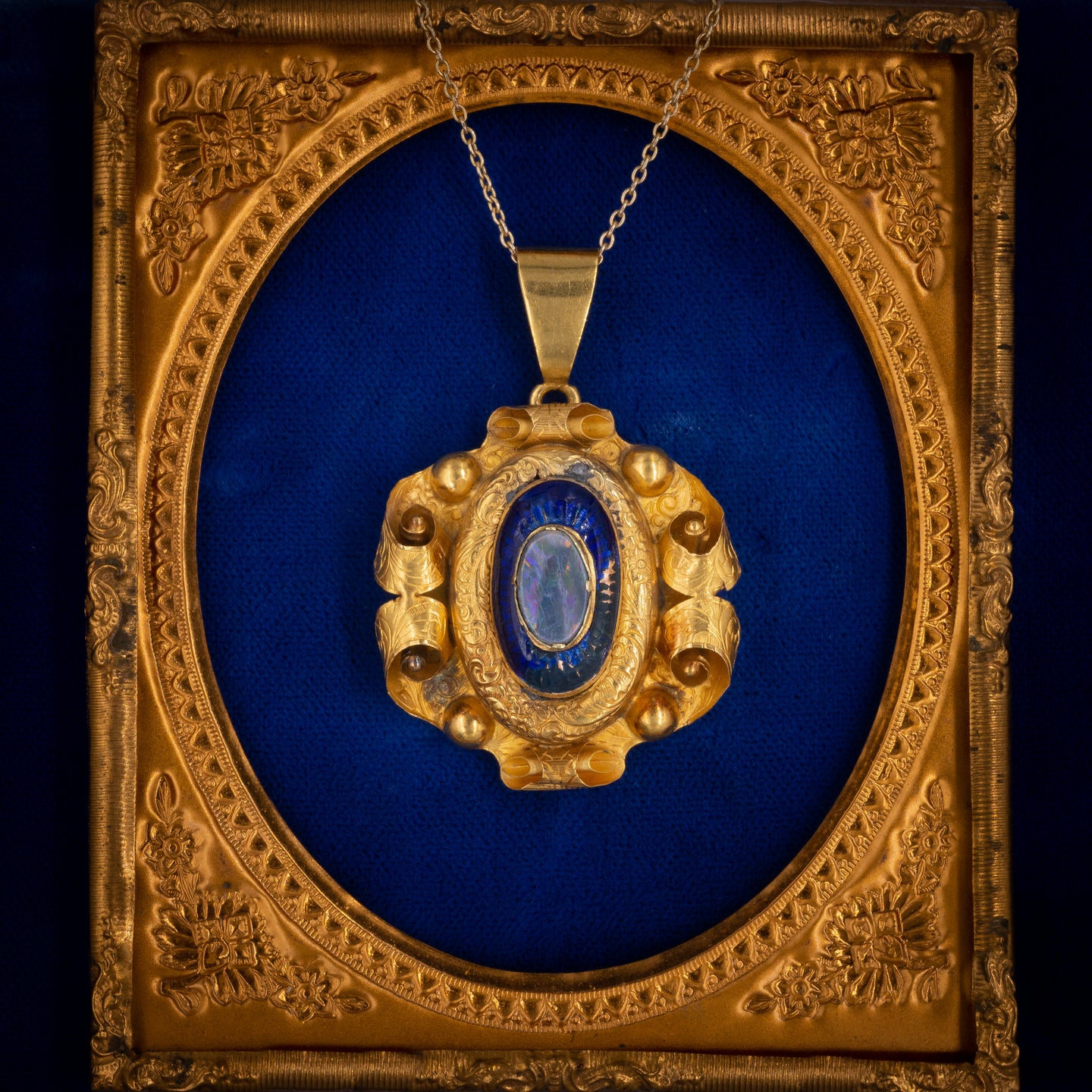 Georgian Black Opal Pendant c1830