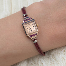 Ruby and Rose Gold Cord Strap Watch c1930