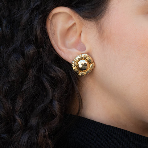 Gold Button Earrings by Asprey, 1996