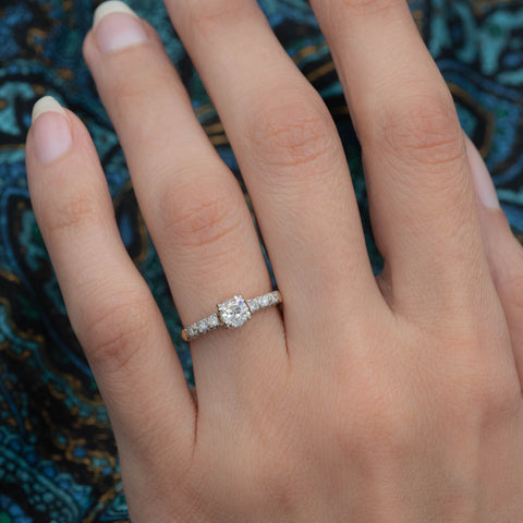 Two-Tone Old Mine Diamond Ring c1940