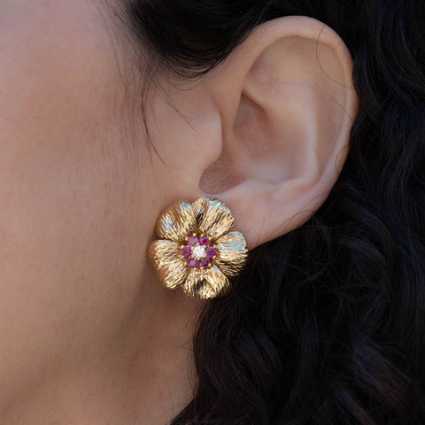 Tiffany & Co. Wild Rose Earrings c1970