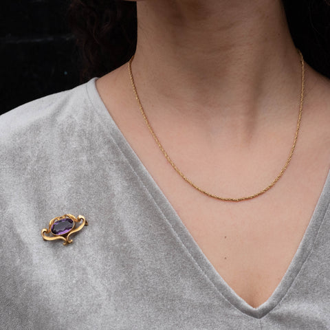 Art Nouveau Amethyst Watch Pin/Pendant