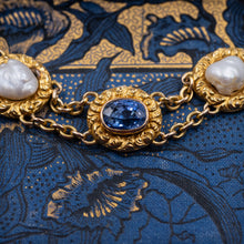 Untreated Ceylon Sapphire and Natural Pearl Bracelet c1910