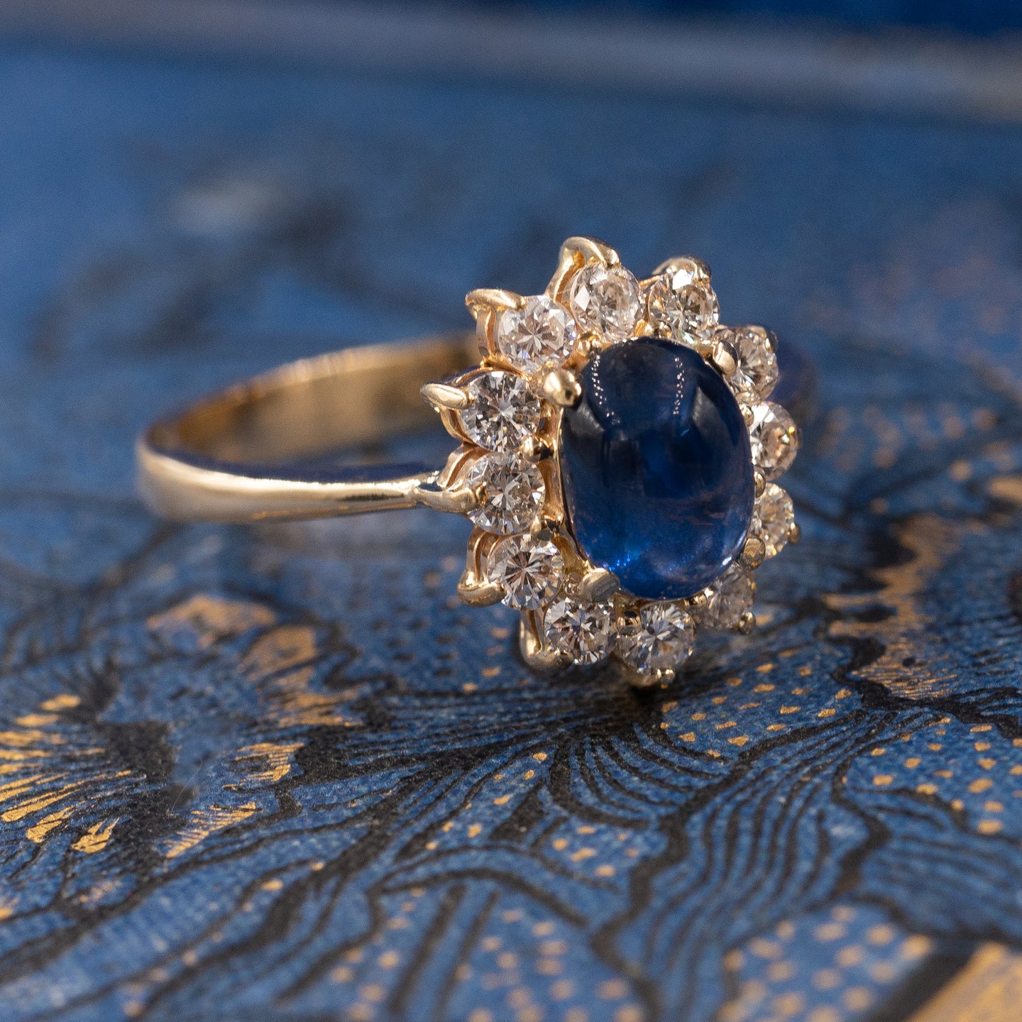 Sapphire Cabochon Diana Ring c1980